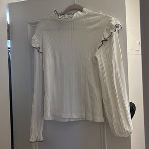 Sandros Paris ruffle sleeve LS ribbed knit